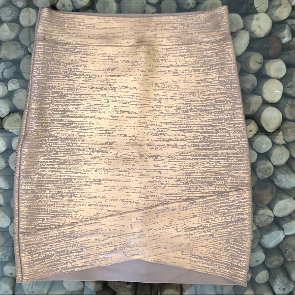 BCBGMAXAZARIA Rose Gold Silvie Mini Bandage Skirt - Picture 1 of 3